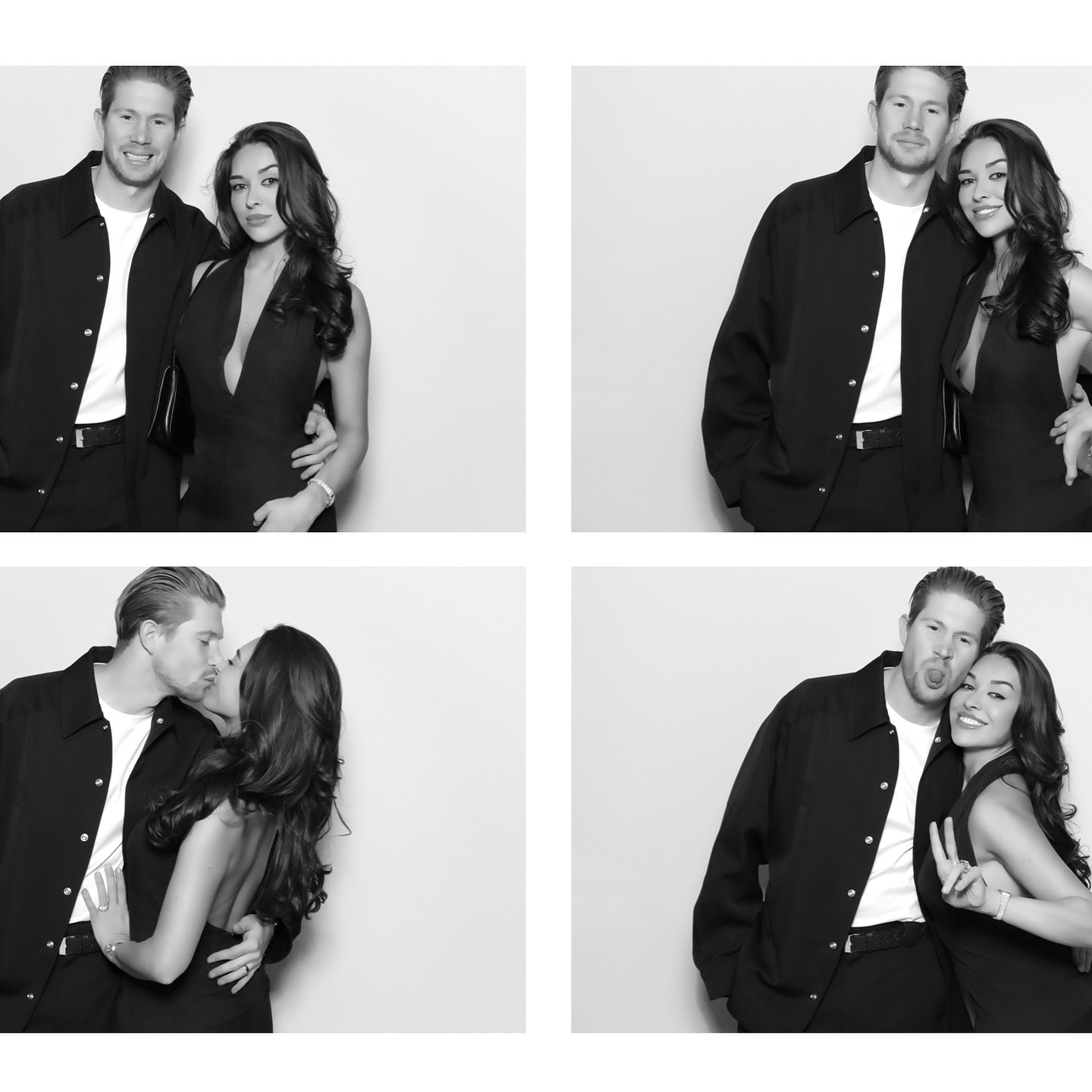 Michèle Lacroix and Kevin De Bruyne — black and white photo booth portraits